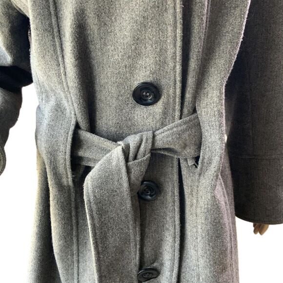 Ashley Stewart Gray Belted High Collar Button-Up Trench coat Size 1X - Picture 3 of 15